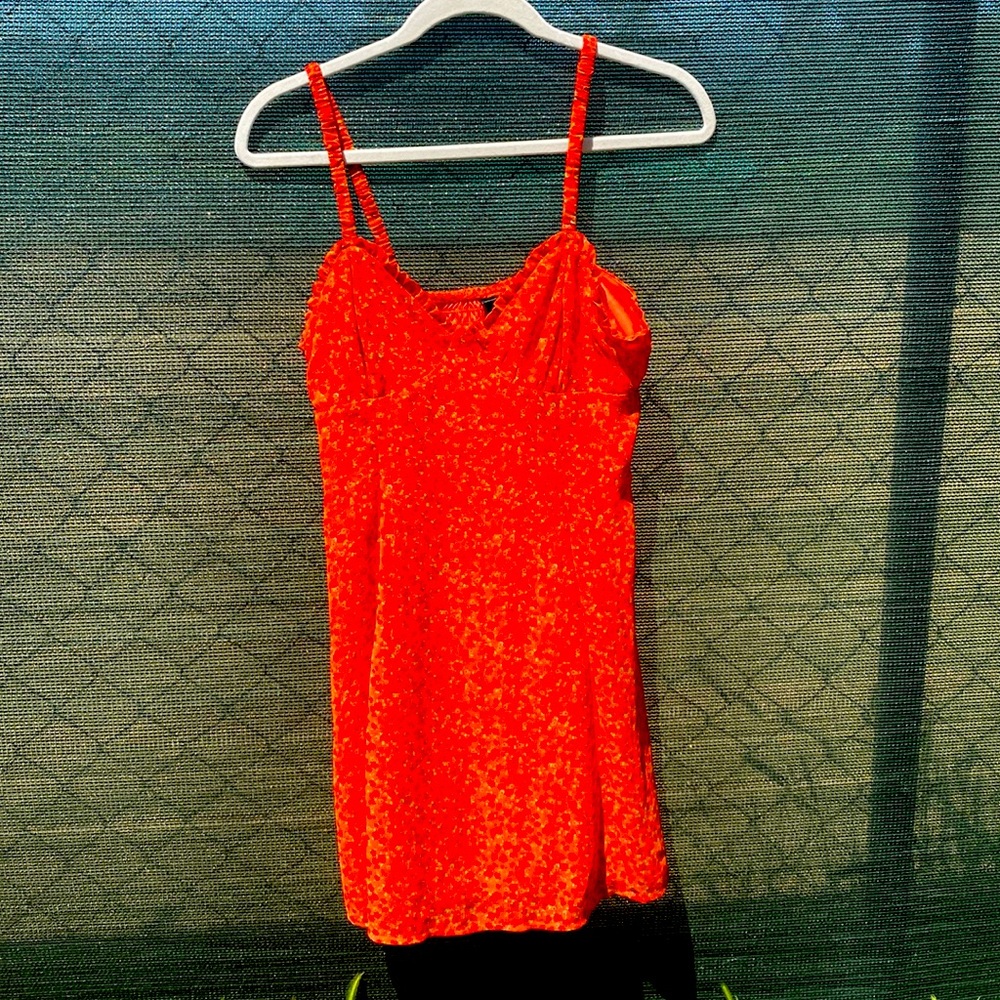 Cute orange & tiny flowers summer dress